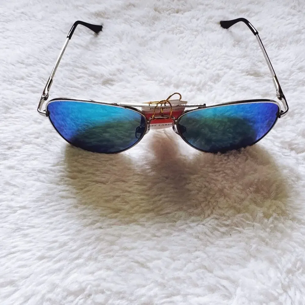 Zane Silver w/ Green & Blue Lenses Mirrored Sunglasses